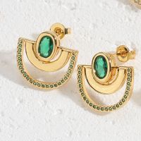 1 Pair Simple Style Palm Plating Inlay Copper Zircon 14k Gold Plated Ear Studs main image 6