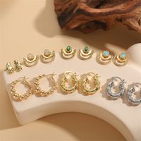 1 Pair Simple Style Palm Plating Inlay Copper Zircon 14k Gold Plated Ear Studs main image 1
