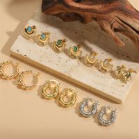 1 Pair Simple Style Palm Plating Inlay Copper Zircon 14k Gold Plated Ear Studs main image 2