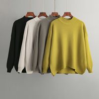 Women's Sweater Long Sleeve Sweaters & Cardigans Casual Simple Style Solid Color main image 6