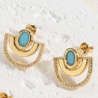 1 Pair Simple Style Palm Plating Inlay Copper Zircon 14k Gold Plated Ear Studs sku image 2