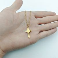 Wholesale Simple Style Cross Stainless Steel Plating Inlay 18k Gold Plated Rhinestones Pendant Necklace main image 5