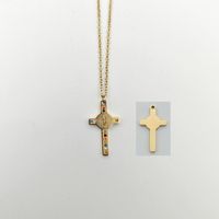 Wholesale Simple Style Cross Stainless Steel Plating Inlay 18k Gold Plated Rhinestones Pendant Necklace main image 4