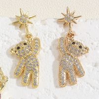 1 Pair Simple Style Bear Plating Chain Inlay Copper Zircon 14k Gold Plated Drop Earrings main image 5