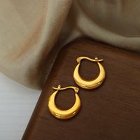 1 Pair Hip-hop Rock Solid Color Plating Titanium Steel 18k Gold Plated Hoop Earrings main image 3