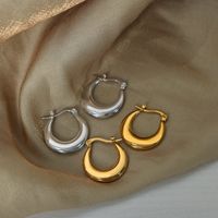 1 Pair Hip-hop Rock Solid Color Plating Titanium Steel 18k Gold Plated Hoop Earrings main image 1