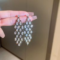 Fashion Alloy Diamond-studded Geometric Earrings Long Tassel Flower Earrings sku image 31