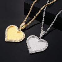 Wholesale Hip-hop Vintage Style Heart Shape Stainless Steel Alloy Plating Inlay Rhinestones Charms main image 2