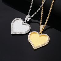 Wholesale Hip-hop Vintage Style Heart Shape Stainless Steel Alloy Plating Inlay Rhinestones Charms main image 1