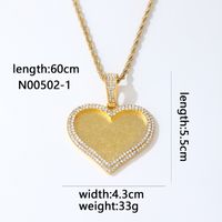 Wholesale Hip-hop Vintage Style Heart Shape Stainless Steel Alloy Plating Inlay Rhinestones Charms sku image 1