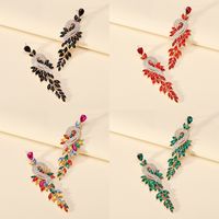 1 Pair Exaggerated Shiny Leaf Plating Inlay Zinc Alloy Artificial Crystal Artificial Rhinestones Drop Earrings main image 8