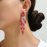 1 Pair Exaggerated Shiny Leaf Plating Inlay Zinc Alloy Artificial Crystal Artificial Rhinestones Drop Earrings main image 11