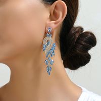 1 Pair Exaggerated Shiny Leaf Plating Inlay Zinc Alloy Artificial Crystal Artificial Rhinestones Drop Earrings main image 10