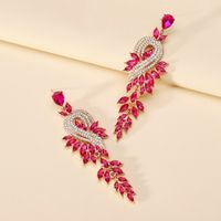 1 Pair Exaggerated Shiny Leaf Plating Inlay Zinc Alloy Artificial Crystal Artificial Rhinestones Drop Earrings sku image 12