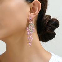 1 Pair Exaggerated Shiny Leaf Plating Inlay Zinc Alloy Artificial Crystal Artificial Rhinestones Drop Earrings sku image 10