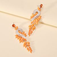 1 Pair Exaggerated Shiny Leaf Plating Inlay Zinc Alloy Artificial Crystal Artificial Rhinestones Drop Earrings sku image 11