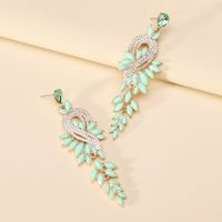 1 Pair Exaggerated Shiny Leaf Plating Inlay Zinc Alloy Artificial Crystal Artificial Rhinestones Drop Earrings sku image 17