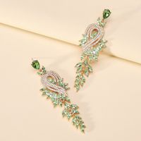 1 Pair Exaggerated Shiny Leaf Plating Inlay Zinc Alloy Artificial Crystal Artificial Rhinestones Drop Earrings sku image 14