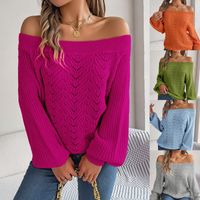 Women's Sweater Long Sleeve Sweaters & Cardigans Hollow Out Streetwear Solid Color main image 1