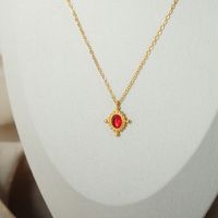 Wholesale Hip-hop Color Block Titanium Steel Plating Inlay 18k Gold Plated Agate Pendant Necklace main image 3
