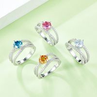 Elegant Classic Style Round Sterling Silver Plating Inlay Moissanite White Gold Plated Rings main image 5