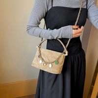 Women's Suede Solid Color Lingge Elegant Vacation Sewing Thread Square Zipper Handbag Square Bag sku image 1
