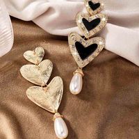 1 Pair Elegant Glam Heart Shape Plating Inlay Ferroalloy Rhinestones 14k Gold Plated Drop Earrings main image 4