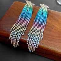 Fashion Alloy Diamond-studded Geometric Earrings Long Tassel Flower Earrings sku image 37