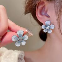 1 Pair Simple Style Flower Inlay Copper Zircon Ear Studs main image 2