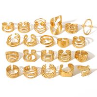 Stainless Steel 18K Gold Plated IG Style Basic Simple Style Plating Tree Symbol Lingge Open Rings main image 2