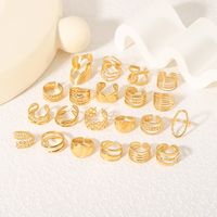 Stainless Steel 18K Gold Plated IG Style Basic Simple Style Plating Tree Symbol Lingge Open Rings main image 3