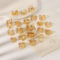 Stainless Steel 18K Gold Plated IG Style Basic Simple Style Plating Tree Symbol Lingge Open Rings main image 4
