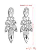 1 Pair Retro Luxurious Leaves Plating Inlay Alloy Rhinestones Silver Plated Drop Earrings main image 2