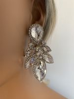 1 Paire Rétro Luxueux Feuilles Placage Incruster Alliage Strass Plaqué Argent Boucles D'oreilles main image 10