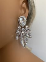1 Pair Retro Luxurious Leaves Plating Inlay Alloy Rhinestones Silver Plated Drop Earrings main image 7