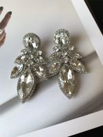 1 Pair Retro Luxurious Leaves Plating Inlay Alloy Rhinestones Silver Plated Drop Earrings main image 4