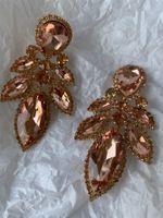 1 Pair Retro Luxurious Leaves Plating Inlay Alloy Rhinestones Silver Plated Drop Earrings sku image 2