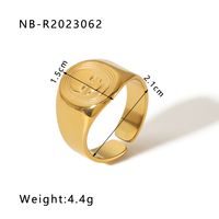 Stainless Steel 18K Gold Plated IG Style Basic Simple Style Plating Tree Symbol Lingge Open Rings sku image 10