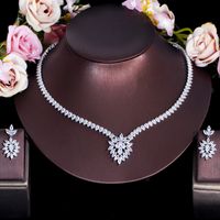 Copper 18K Gold Plated White Gold Plated Elegant Glam Bridal Plating Inlay Water Droplets Flower Snowflake Artificial Gemstones Jewelry Set main image video