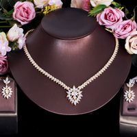 Copper 18K Gold Plated White Gold Plated Elegant Glam Bridal Plating Inlay Water Droplets Flower Snowflake Artificial Gemstones Jewelry Set main image 8