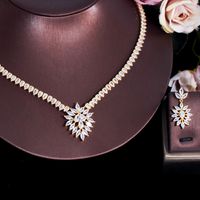 Copper 18K Gold Plated White Gold Plated Elegant Glam Bridal Plating Inlay Water Droplets Flower Snowflake Artificial Gemstones Jewelry Set main image 4