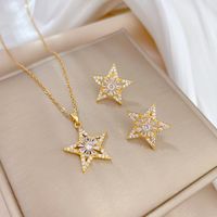 Copper Simple Style Plating Inlay Rhombus Bow Knot Zircon Jewelry Set main image 3