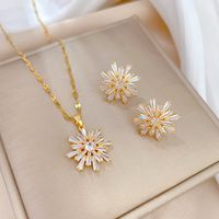 Copper Simple Style Plating Inlay Rhombus Bow Knot Zircon Jewelry Set sku image 53