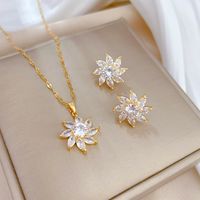 Copper Simple Style Plating Inlay Rhombus Bow Knot Zircon Jewelry Set sku image 24