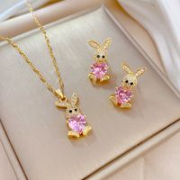 Copper Simple Style Plating Inlay Rhombus Bow Knot Zircon Jewelry Set sku image 49