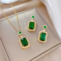 Copper Simple Style Plating Inlay Rhombus Bow Knot Zircon Jewelry Set sku image 51
