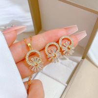 Copper Simple Style Plating Inlay Rhombus Bow Knot Zircon Jewelry Set sku image 61