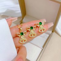 Copper Simple Style Plating Inlay Rhombus Bow Knot Zircon Jewelry Set sku image 25