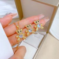 Copper Simple Style Plating Inlay Rhombus Bow Knot Zircon Jewelry Set sku image 26