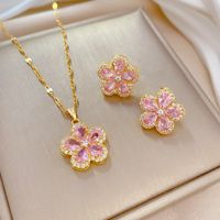 Copper Simple Style Plating Inlay Rhombus Bow Knot Zircon Jewelry Set sku image 55